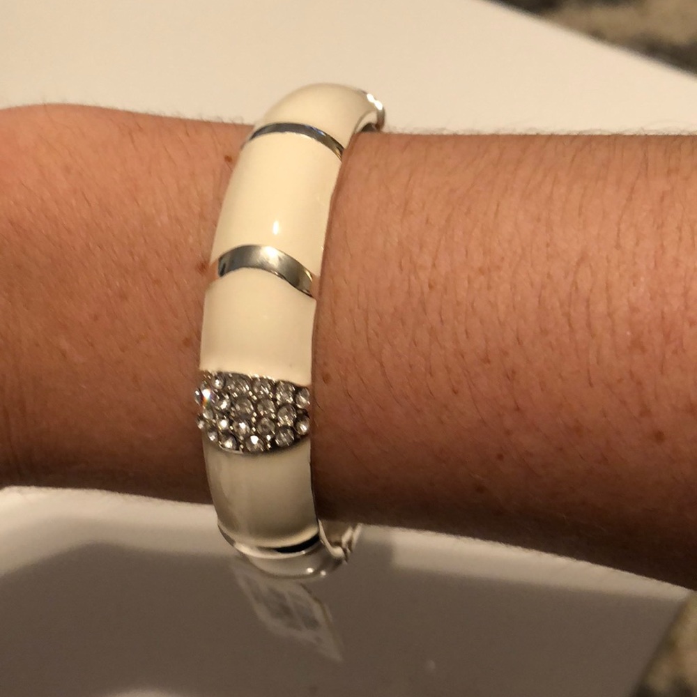White bangle bracket with silver & sparkly accents